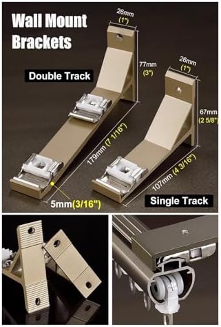 Double Curtain Track System for Bay Windows - Wall-Mounted Decorative Curtain Rod with Complete Kits for Living Room & Balcony - 2.4m (7.9ft) Drapes Rail