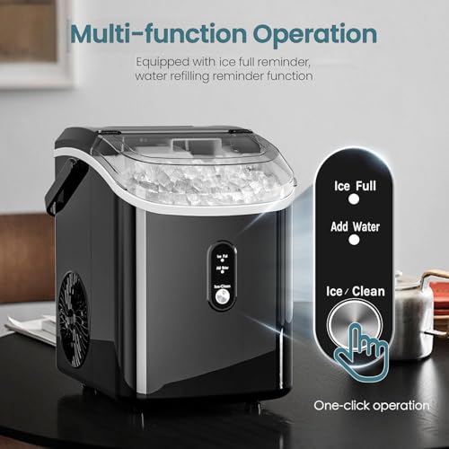 Image of Antarctic Star Nugget Ice Makers Countertop with Self-Cleaning, 35lbs /24Hrs, Portable Crushed Ice Machine with Handle /Basket /Scoop for Home, Kitchen, Office, Camping(Black)