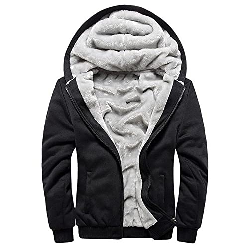 Aotorr Sweat Homme Hiver Chaud Veste à Capuche Polaires Doublé Large Noir L Cover