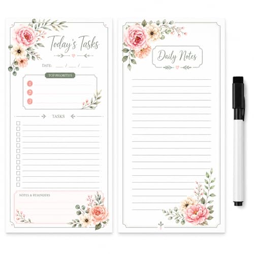 Image of Zesta Vinyl Magnetic Planner for Fridge | Cute Weekly Planner /Meal Planner with Marker | Rewritable Magnetic White Board for Fridge (Harry Potter 11X11 Inches) (Floral (Pack of 2)