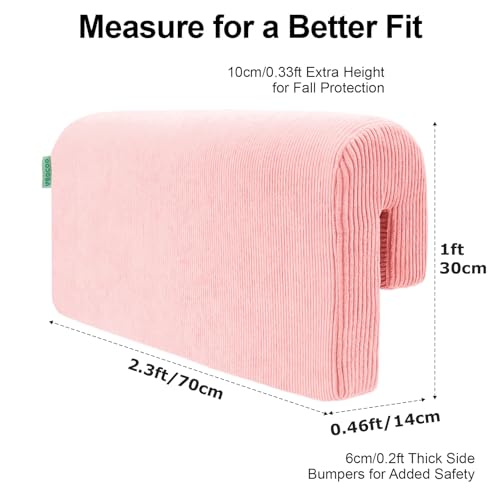 Image of AEOCOO Bed Bumpers for Toddlers, Size 2.3 Ft, Toddler Bed Rail Bumper Protector for Loft Beds & Bunk Beds, Bed Rail Height Extender Bed Guardrail, Anti-Bump | Fall Prevention, Pink