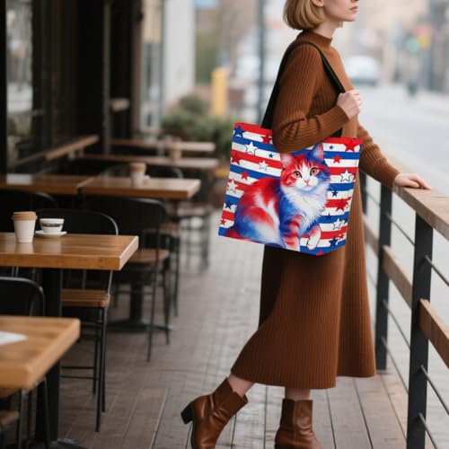 Bolso Tote Patriótico de Lona con Cremallera para Mujer miniatura 2