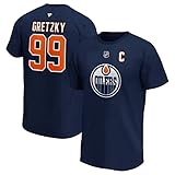 Fanatics - NHL Edmonton Oilers Iconic Name & Number Gretzky Graphic T-Shirt - Blau Farbe Blau, Größe L