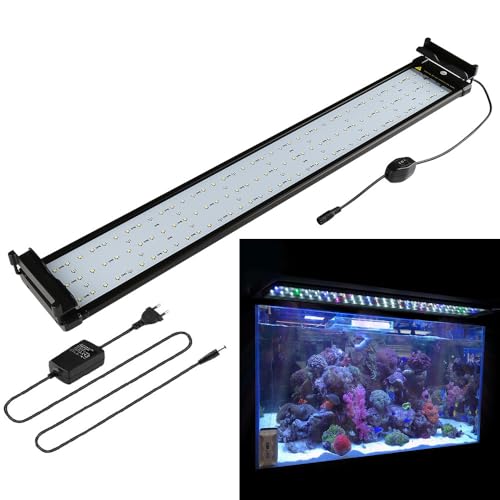 Hebitod Éclairage LED d'aquarium 28 W spectre complet avec minuterie, intensité variable, RVB, blanc, bleu, rouge, vert, boîtier en aluminium, support...