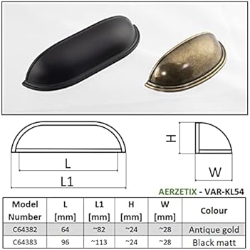 AERZETIX - C64382 - Lot De 2 Poignées De Meuble Entraxe 64 Mm - Pour