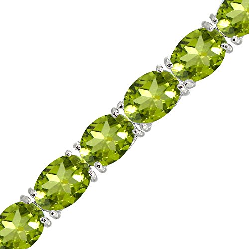 B. Brilliant Sterling Silver 7X5Mm Oval-Cut Classic Peridot Tennis Bracelet For Women #TOP20