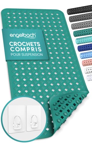 Engelbach® Tapis de Baignoire antidérapant et Anti-moisissure 88x40cm avec 2 Crochets Inclus -...