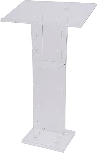 Soporte de acrílico transparente con estante de almacenamiento y plataforma de superficie de lectura de 24 pulgadas de ancho para iglesias de