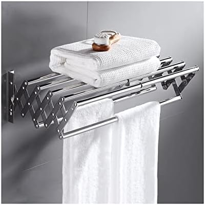 Stainless Steel Wall-Mounted Accordion Drying Rack, Expandable 7 Bar Collapsible Clothes Air Dryer, Retractable Design（Drying Rack,48-77cm）