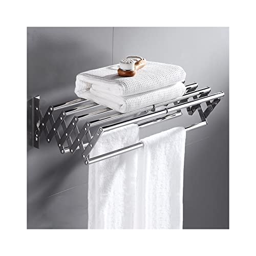 Stendibiancheria da Parete Ripiegabile Stendino a Fisarmonica Estraibile in Acciaio Inossidabile Interni Esterni Wall Mounted Laundry Clothes Drying Rack (Color : Drying Rack, Size : 48-77cm)