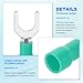 MECCANIXITY Insulated Fork Spade Connectors, 12-10AWG SV5.5-8 U-Type Tinned Copper Waterproof Fork Crimp terminals Connectors for Industrial Electrical Marine Wiring, Pack of 50 (Green)
