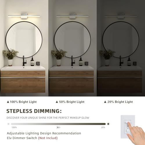 7Degobii Brushed Nickel Vanity Light for Bathroom - 5CCT Dimmable, Adjustable Angle, 23.62-inch Long 16W LED Bar Light Fixture Over Mirror - Modern Wall Lighting — view 3