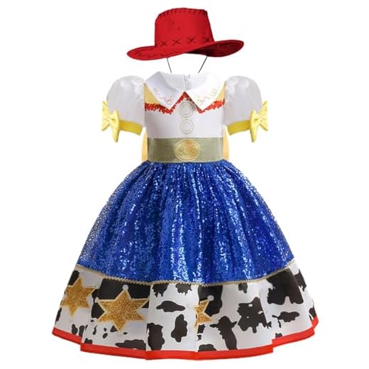 Snyemio Disfraz de Jessie para Niña Vestido Vaquera con Sombrero para Fiestas de Cumpleaños Carnaval