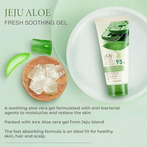 Image of The Face Shop Pure Aloe Vera Gel, 300ml for Skin, Hair & Body | Aloe Vera with Vitamin E | Clear Gel for Ultimate Hydration & Glow | Korean Skin care products