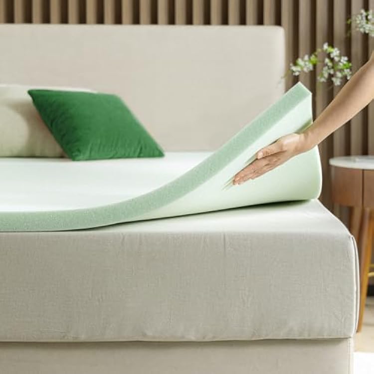 ZINUS 1.5 Inch Green Tea Memory Foam Mattress Topper, Dorm Bedding, Pressure-Relieving Layer, Ideal for Back Pain Relief, Compact WONDERBOX Packaging, CertiPUR-US Certified, Twin