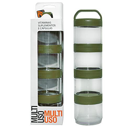 Estojo Pote Multiuso para Suplementos, Frutas o Petiços, Verde, 4 unidades, Prottector, ref-0056.U/V