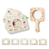 Magnifying Glass for Kids Wooden Montessori Educational Explore Toy Magnifying Glasses and Wood Bug Cards for Outdoor Adventure Birthday Gift for Boys Girls Ages 3+