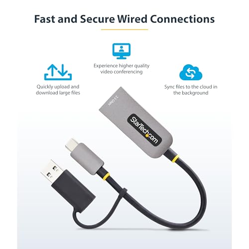 Image of StarTech 2.5GbE USB-C to Ethernet Adapter, USB-A Converter, NBASE-T NIC