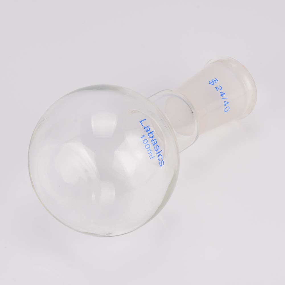 Labasics 100ml Vetro Pallone Laboratorio a Fondo Piatto a Collo Singolo, Single Neck Flat Bottom Boiling Flask Matraccio da laboratorio con Giunto Esterno Conico Standard 24/40-100ml