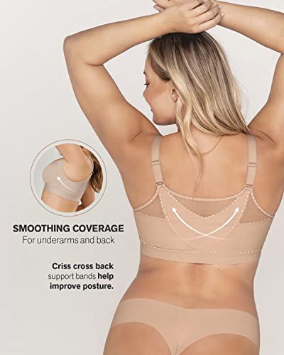 Leonisa Back Support Posture Corrector Wireless Sports Bra For Women With Contour Cups,Beige,36C #TOP4