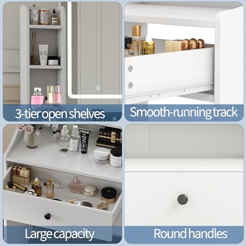 Image of Sweetcrispy Vanity Desk with LED Lights Mirror & Power Outlet