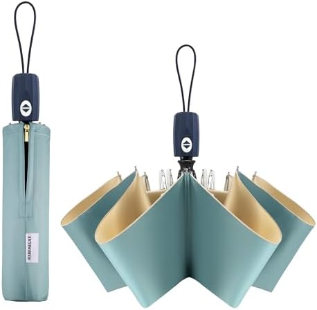 RXHOSIGAY Color Glue Coating Sun Umbrella UV Protection Compact Folding Windproof Parasols Travel Auto Open Close Blocking UV 99.98%