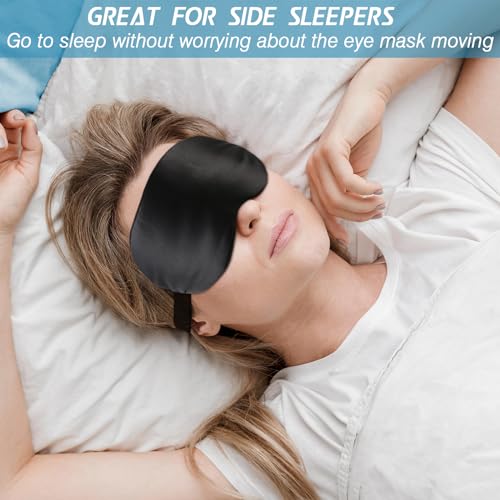 ZeeDix 3 Pack Black Eye Mask for Sleeping, Soft Night Blindfold Bed Eye Covers Sleep Mask for Women Girls Kids Favor - Image 5