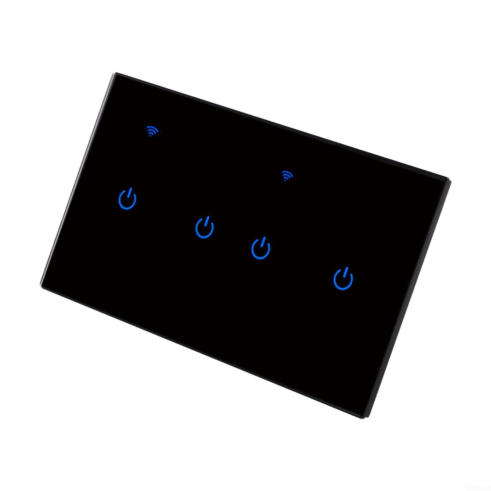 Interruttore touch WLAN 220 V vetro per controllo app tuya WiFi Touch (4 marce, nero)
