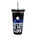 Inter Straw Cup B, Tazza Bicchiere con Cannuccia, NeroAzzurro, 1 unità (Confezione da 1)