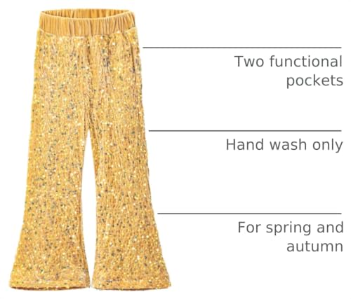Image of WELAKEN Sequin Casual Pants for Girls with Lining Kids & Little Girl's Sparkling Trousers