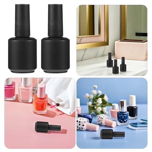 Envases vacíos para esmalte de uñas de 15ml, frascos de vidrio negro portátiles de viaje 3