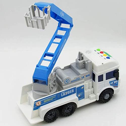 Image of Toy Truck Diecast Cars Truck with Light and Sound Pull Back Vehicles Toy Trucks for Kids ?Colors as Per Stock? (Fire Resque Ladder)