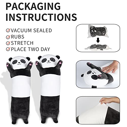 Ropelok Panda Plush Body Throw Pillow, 27.5" Long Panda Stuffed Animal Pillow, Kawaii Soft Panda Plush Toy For Kids Children Xmas Birthday Gifts #TOP3