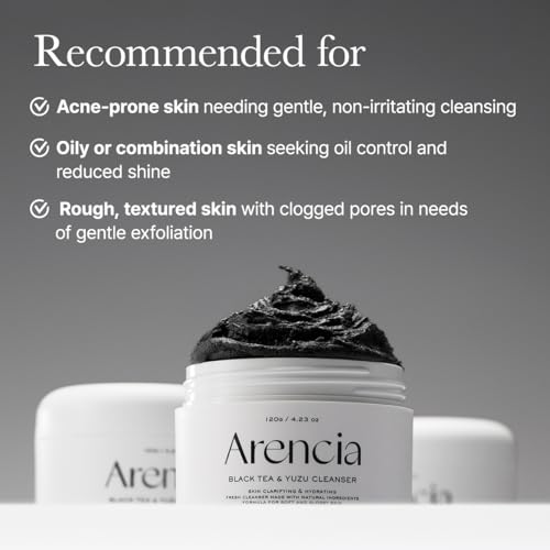 Image of ARENCIA Black Tea Rice Mochi Face Cleanser, 120g, Pore Care, Sebum Control, Oily Skin