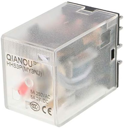 uxcell Electromagnetic Power Relay, AC 24V Coil Red Indicator Light 11 Pin 3P3T Electromagnetic General Purpose Power Relay