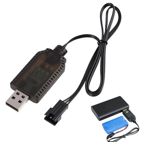 Lipo Charger 7.4V LiPo Battery Charger, RC Battery Charger with SM-3P Connector, Over-Voltage Protection, USB Charging Compatibility for RC Cars, Trucks, Boats, Helicopters, Quick Charging for Remote