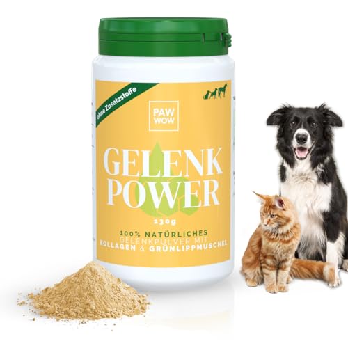 PAW WOW Gelenkpower Gelenkpulver 130g für Hunde, Katzen & Pferde | Mit natürlichem Kollagen & Grünlippmuschel | Unterstützt Gelenke & Bindegewebe | Ohne künstliche Zusatzstoffe
