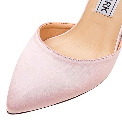 Image of ELEGANTPARK Pointed Toe Heels for Women, Satin Wedding Evening Dress Shoes | Adjustable Ankle Strap, 3 Inch Stable High Heel Pumps for Women, Bridesmaid, Wedding Guest, Reception, Prom, Evening Events