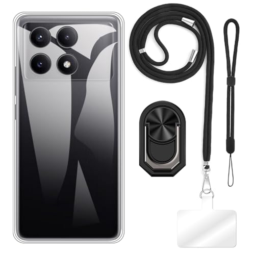 ESACMOT [4 in 1] �P�[�X Xiaomi Poco X6 Pro 5G �Ƃ̌݊�������A�X�g���b�v�A���X�g�o���h�A�����O�t���A�ϏՌ��ی�J�o�[���s�p�Z�b�g (�u���b�N�Z�b�g)