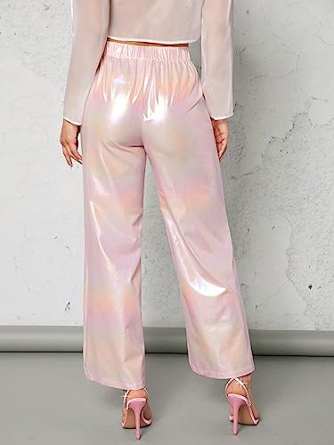 Women's Holographic High Waist Party Club Pants Night Out Pants2