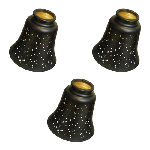 Image of 3 Pack Metal Lamp Shade Small Shades Replacement, Pendant Sconce Shade, Ceiling Fan Light Covers, Laser-Cut Starlight, 2.16 inch Fitter, 4.72 inch Height and 4.72 inch Diameter Chandelier Sconces