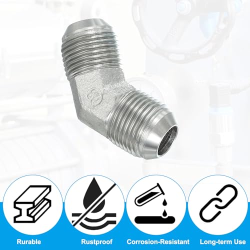 Image of PATIKIL Hex Reducing Nipple Connectors Pipe Adapter 7 /8 inch Male 37 Flare JIC x 7 /8 inch g Male 45 Adapter, Pipe Fitting Reducer Nipple Adapter Plated Steel Hydraulic Fitting