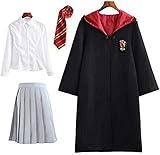 Deciduous Harry Kostüm für Erwachsene Gryffindor-Mantel-Kap Krawatte Hemd Anzug Disguise Jungen Mädchen Magische Robe Wizard Halloween Karneval Festmode,Women,XL