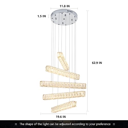 Fang Yan Mei Modern Crystal Chrome Chandelier,5-Light Led Pendant Light,Hanging Linear Light Fixture Ceiling Light Fixtures For Dining Room Living Room Kitchen Bedroom #TOP5