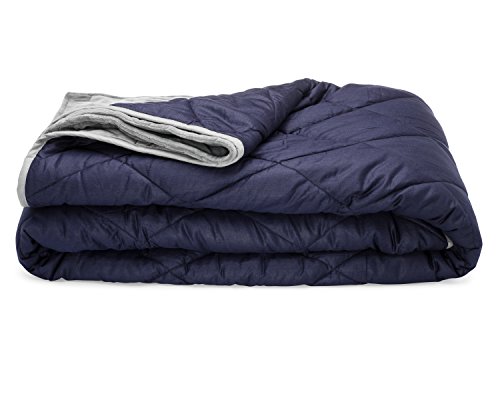 Aura Premium Weighted Blanket, Silky Cotton, Gray/Navy, Queen Size, 20Lbs #TOP4