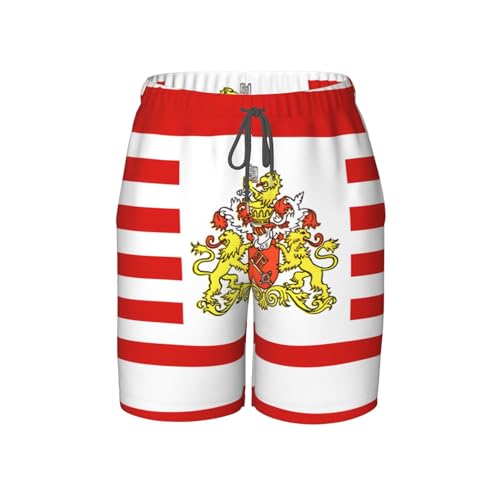 Flag of The Senate of Bremen X-Large Youth Beach Pants, Soft and Breathable, with Drawstring Waist, Suitable for Sports and Leisure. Black
