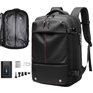 Travel Anti-theft Backpack,Vacuum Seal Bag wIth Air Pump,60L Expandable Air Compression with TSA Lock,BLACK