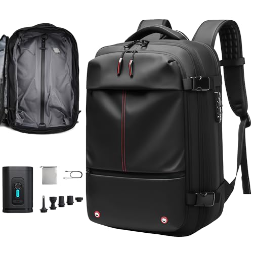 kevcalif Travel Anti-theft Backpack Vacuum Seal Bag wIth Air Pump 60L Expandable Air Compression with TSA Lock BLACK