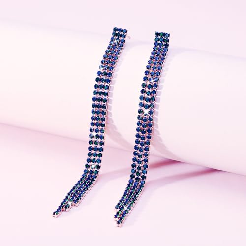 Brincos pendentes de borla longa com strass brilhante pingente de cristal brincos pendentes de festa