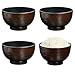 JapanBargain Japanese Soup Bowls, 4-Pack – Traditional Black Rice & Miso Bowls, Microwave & Dishwasher Safe, Made in Japan
